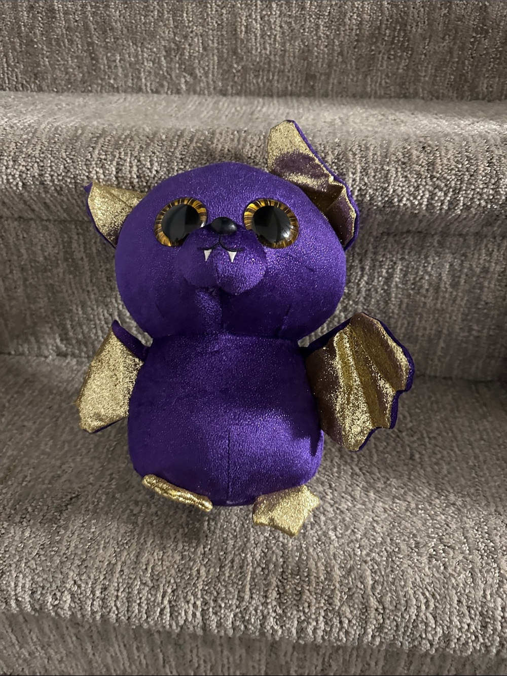 Count the Purple Bat, a Halloween-themed stuffed animal from the Ty Beanie Boos